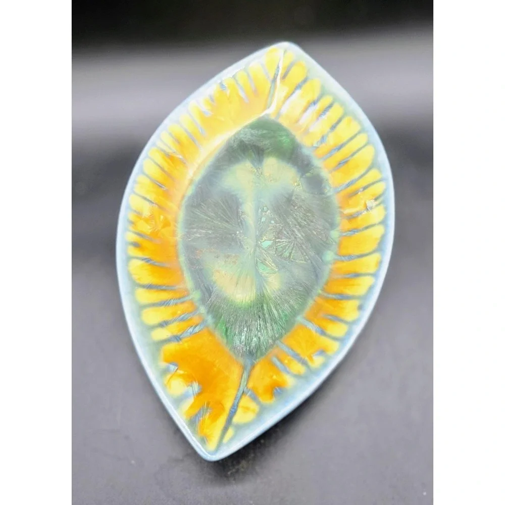Vintage Edgecomb Pottery Crystalline Glaze Oval Drip Candy Dish 10